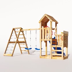 Leketårn - Ridderborg "OAKFORT MAX III" Blå sklie og husker
