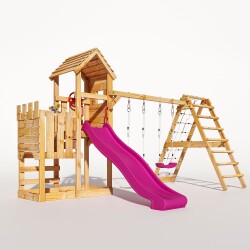 Torre da gioco - Castello dei cavalieri "OAKFORT MAX III" Scivolo rosa e altalene