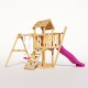Spielturm - "Piratenschiff S" Rosa Rutsche und Schaukel