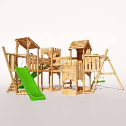 Spielturm - "Piratenschiff XXL" Grüne Rutsche und Schaukeln