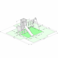 Spielturm - Ritterburg "OAKFORT CORE II" Rosa Rutsche und Schaukeln