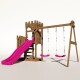 Spielturm - Ritterburg "OAKFORT CORE II" Rosa Rutsche und Schaukeln