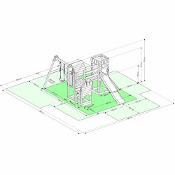 Spielturm - Ritterburg "TEMPLAR CORE II" Grüne Rutsche und Schaukeln
