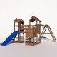 Spielturm - Ritterburg "LANCELOT CORE III" Blaue Rutsche und Schaukeln
