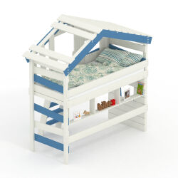 ALPIN CHALET Childrens Bed Loft Bed, Double Bed, Bunk Bed Blue/White by BIBEX®