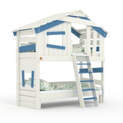 ALPIN CHALET Høyseng, barneseng, køyeseng hvit/blå + Under sengen uten tilbehør BIBEX®