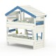 ALPIN CHALET Hochbett, Kinderbett, Etagenbett weiss/blau +Unterbett +Regal +Turchen BIBEX®