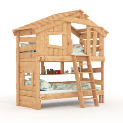 ALPIN CHALET High bed, childrens bed, bunk bed 100% natural + underbed + shelf by BIBEX®