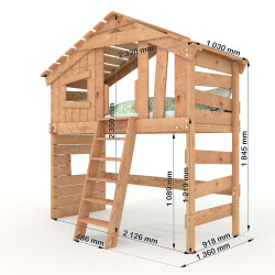 ALPIN CHALET Bunk bed, childrens bed, bunk bed 100% natural + underbed + door by BIBEX®