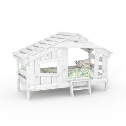 APART CHALET Childrens bed, play bed, youth bed, playhouse, solid pine, mild white