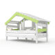 APART CHALET Childrens bed, play bed, youth bed, playhouse, solid pine, soft green WITH door