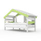 APART CHALET Childrens bed, play bed, youth bed, playhouse, solid pine, soft green WITHOUT door