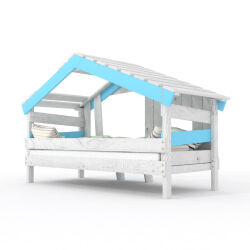 APART CHALET Childrens Bed, Play Bed, Youth Bed, Playhouse, solid pine, sky-blue without Door