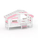 APART CHALET Childrens bed, play bed, youth bed, playhouse, solid pine, delicate pink WITH door