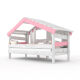 APART CHALET Childrens bed, play bed, youth bed, playhouse, solid pine, delicate pink WITH door