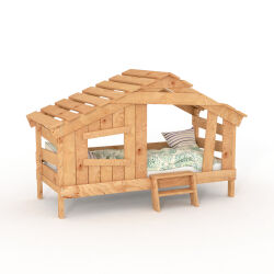 APART CHALET Childrens Bed, Play Bed, Youth Bed, Playhouse, Solid Pine, Natural Finish