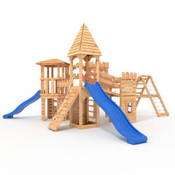 Play Tower - Knights Castle XXL+R - combines two kits in one, includes 2 blue slides/swings