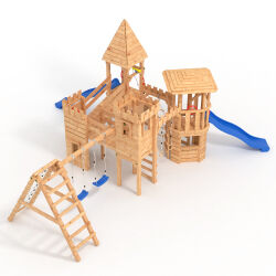 Play Tower - Knights Castle XXL+R - combines two kits in one, includes 2 blue slides/swings